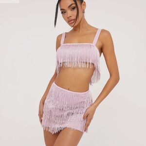 Pink Fringe Two-Piece Set